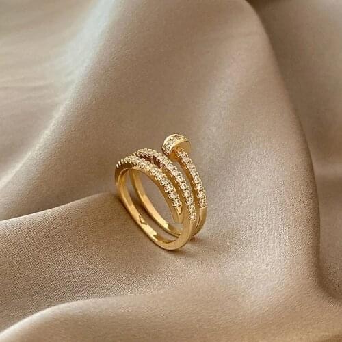 YSMLK Spiral Nail Ring Simple Fashion Temperament Ins Tide Net Red Opening Ring Index Finger Personality Cold Wind Jewelry