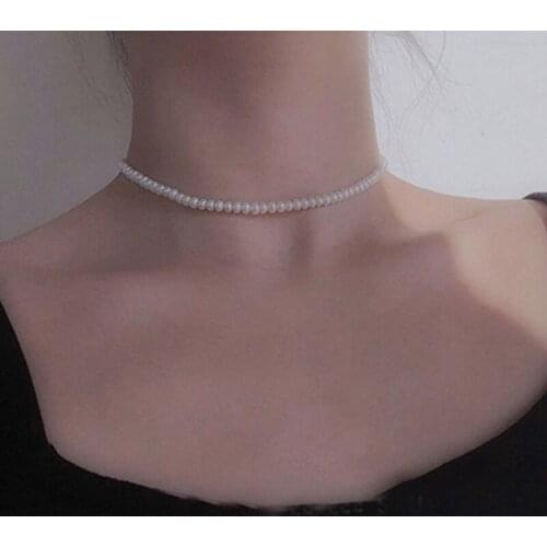 Classic White Pearls Strand Choker Necklaces For Women Girls Wedding Party Daily Fashion Jewelry Trendy Korean Necklaces
