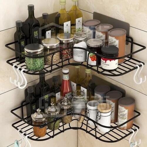Punch-free Kitchen Shelf Rack Seasoning Toilet Wall Hanging Triangle Wall Bathroom Toilet Storage Artifact Rack Storage Rack
