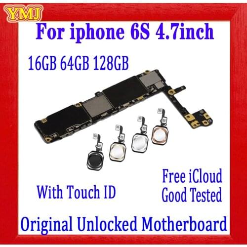 16GB 64GB 128GB for iphone 6S 4.7" Motherboard with/without Touch ID, Original unlocked for iphone 6S Mainboard with Full Chips