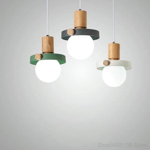 Nordic LED Black Iron and Wood Pendant Light Modern Home Deco Living Room Kitchen Hanging Lamp Bedroom Cafe Dinning Room Light