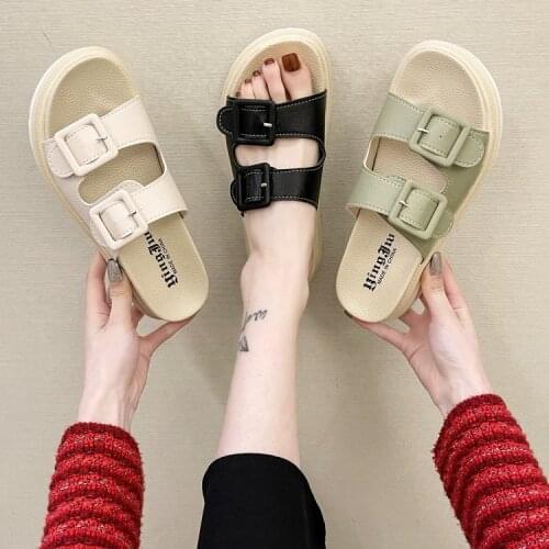 2021 New Summer Womens Sandals Stitching Surface Buckle Thick Bottom Sports Harajuku Style Beach Flat Casual Shoes Manufacturer