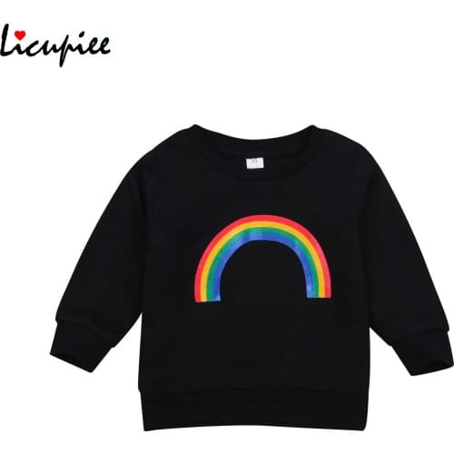 Girls Childrens Pullover Infants Rainbow Pattern Crew Neck Clothes Long Sleeve Sweater Kids 1-3 Years