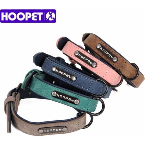 HOOPET Reflective Leather Five Colors Adjustable Size Dog Collar Custom Puppy Cat Pet Collars For Small Medium Dogs Cat Supplier