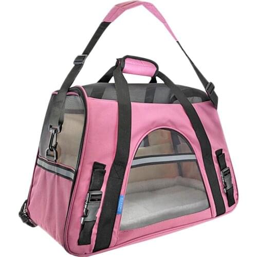 Pet Carrier Soft Sided Large Cat Dog Comfort Rose Wine Pink Bag Travel Approved