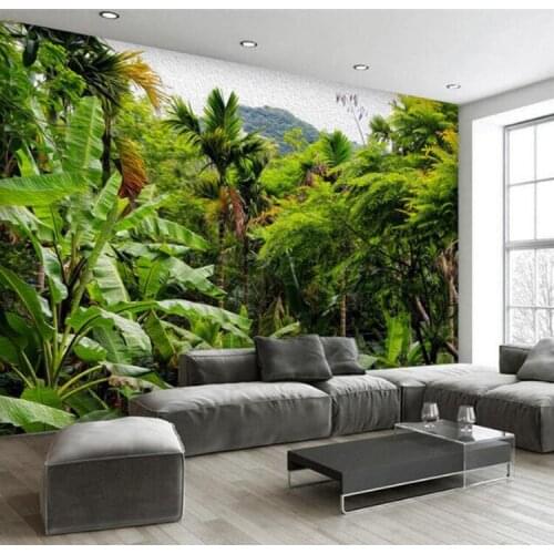 Custom photo 3D wallpaper retro tropical rainforest large wide tooling coconut tree theme hotel background murals