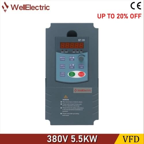 VFD Inverter 0.75KW/1.5KW/2.2KW/3.7KW/5.5KW/7.5KW 380V V/F control for Motor Speed Control Frequency Inverter