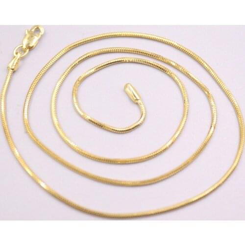 Real 18K Yellow Gold Women Necklace Round Snake Chain 17.7inch 1.1mmW 3.4-3.7g / Lobster Clasp GUARANTEED PURE 18K Gold