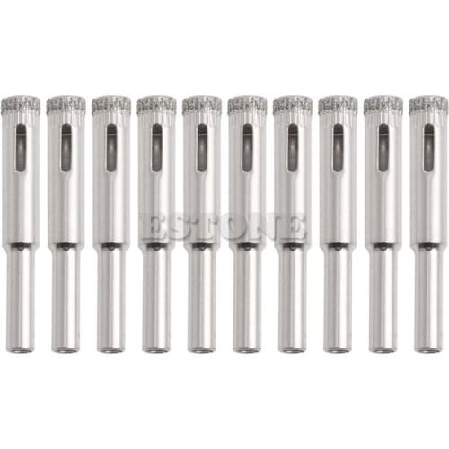 New 10Pcs 5mm 6mm 8mm 10mm 12mm Diamond Coated Core Drill Bits Hole Saw Glass Tile Ceramic Marble