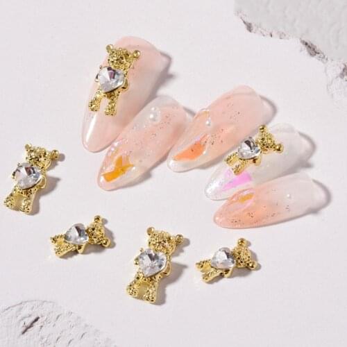 Japanese-style Bear Nail Art Alloy Jewelry Cute Love Hug Bear Nail Decoration Love Bear Metal Diamond Jewelry
