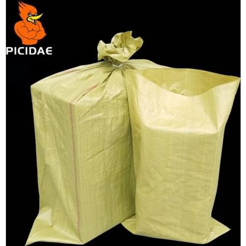 Yellow Woven Bag Logistic Express Move Packing Snake Skin Storage Baggage Plastic Rubbish Sand Mail Goods Feed Hardware Building