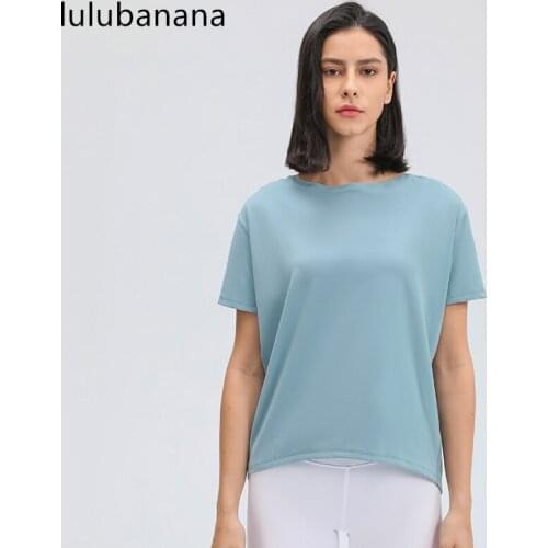 YOGA Womens Loose Fit Short Sleeve Sport Shirt Lightweight Heather Fitness Workout Top