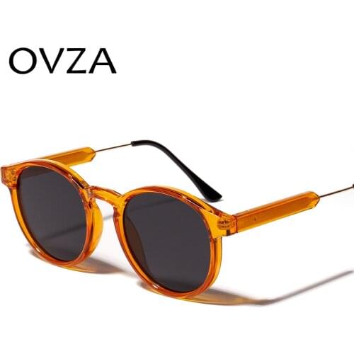 OVZA Retro Women Sunglasses Transparent Round Sunglasses Men Vintage Circle Eyeglasses Brand Classic lentes de sol mujer S1090