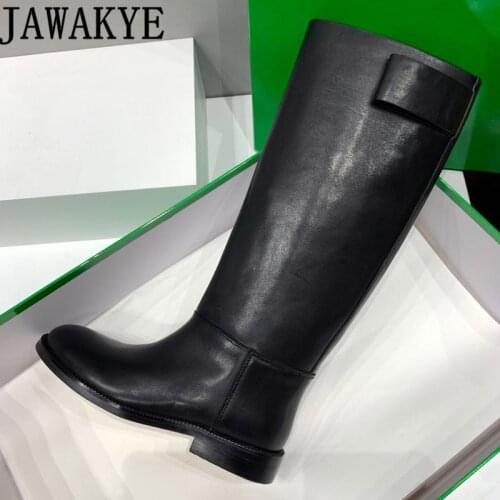 Winter Luxury Brand Knee high Boots Women Flat Sole Knight Boots Black Real leather Long Boots fashion Boots botas Mujer 2021