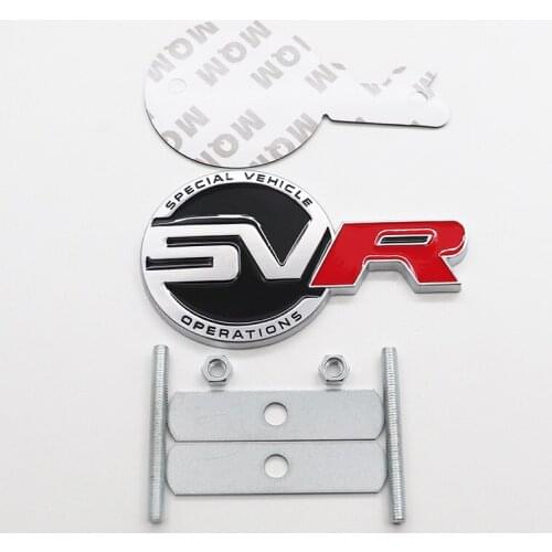 1pcs SVR Front grill emblem metal 3D Car logo side badge Creative decoration rear trunk emblem sticker Accessories