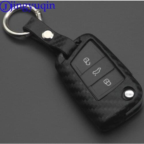 10x Silicone Carbon Fiber Key Case Cover For VW Polo Golf 7 Tiguan For Skoda Octavia Kodiaq Karoq For SEAT Ateca Leon Ibiza 2015