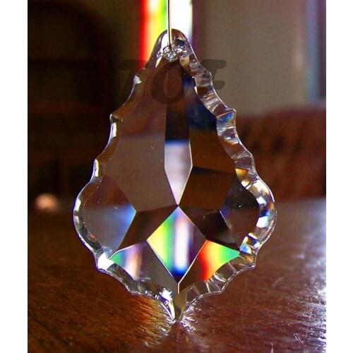 20pcs AAA 50mm Clear French Cut Pendant Baroque Leaf Crystal Prism Feng Shui Crystal Chandelier Parts Free Shipping