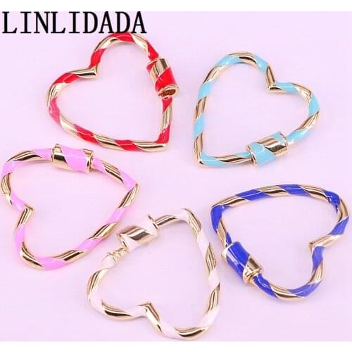 6Pcs 29*30mm colorful enamel Lock clasp charm,heart clasp charm,necklace/bracelet jewelry component clasp