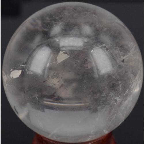 60MM Natural Gemstone Clear Quartz Crystal Sphere Crystal Ball Chakra Healing Reiki Stone Carving Crafts W/Stand