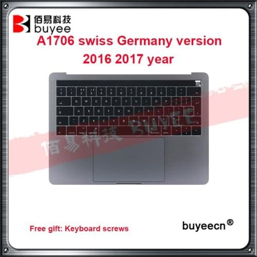 A1706 Original 13" 2016 Palmrest Top Cases For Macbook Pro Retina A1706 Swiss Ge keyboard Trackpad battery assembly Silver Grey
