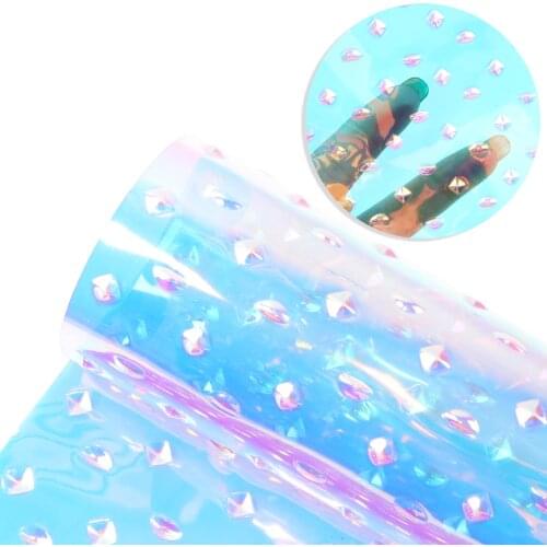 David accessories 20*33cm Transparent Iridescent Faux Synthetic Leather Fabric Vinil Textil DIY Handmade Materials,1Yc11126