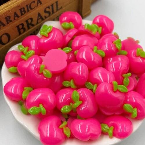 20pcs Resin Fushia Apple Flatback Button Craft Appliques For Christmas Eve