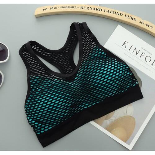 Breathable Mesh Net Women Bra Fitness Running Workout Sports Bra Anti-sagging Shockproof Bra Lingerie Underwear Soutien Gorge