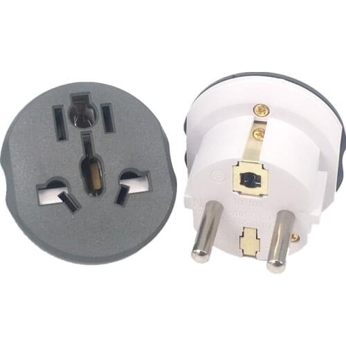 New Universal copper CE Japan AU US to EU travel plug adapter German France 2pins grounding European Schuko power plug 16A 250V