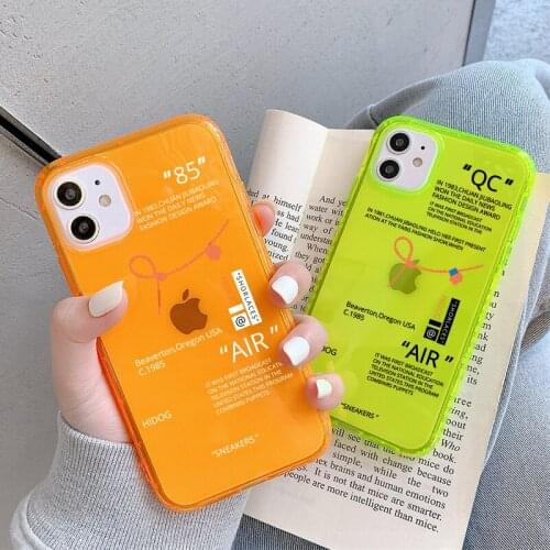 Fluorescence Sport Brand White label Phone Case for iPhone 12 mini 11 Pro X XS MAX XR 7 8 Plus Clear Soft Silicon Cover Capa