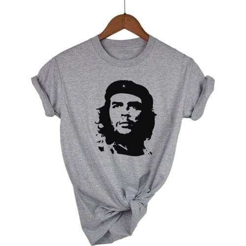 100% Cotton Che Guevara Graphic Print T-shirt White Grey Summer Style Women Slim Harajuku T Shirt Female Blusa Women Tee Tops100
