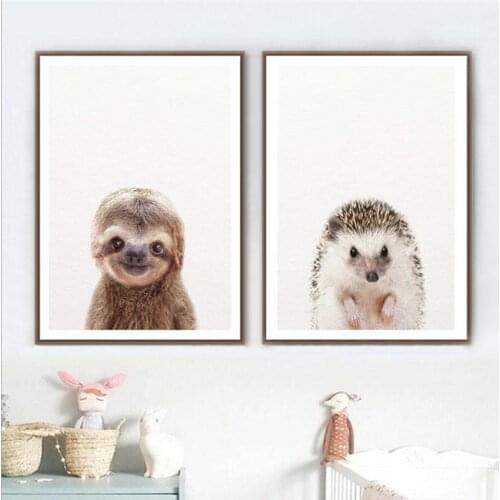 Animal art poster wall art painting painting wall picture home decoration sloth Hedgehog Art Decor Kids Room canvas painting