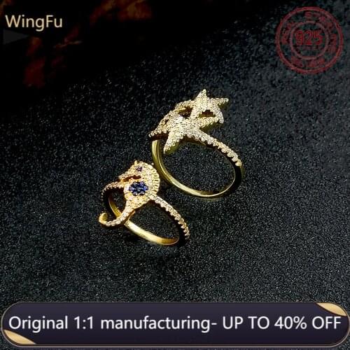 S925 sterling silver marine life starfish seahorse inlaid zircon ring exquisite fashion luxury brand monaco jewelry party gift
