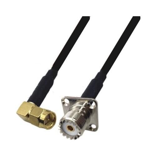 RG58 Cable SMA Male Right Angle to UHF Female 4 Hole Flange Panel Mount Connector WiFi Antenna Extension Pigtail jumper cable