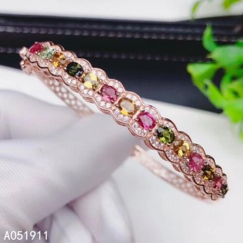 KJJEAXCMY fine jewelry natural Tourmaline 925 sterling silver new women hand bracelet wristband support test luxury