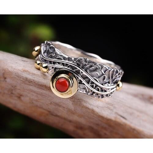 Charm Female Small Leaf Ring 100% Real Sterling Silver Gold Wedding Ring Promise Open Engagement Rings For Women