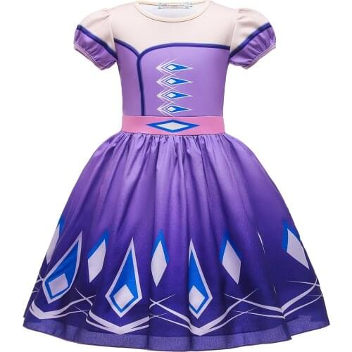 Frozen 2 Party Wear Princess Elsa Dress for Girls Fancy Snow Queen Cosplay Purple Costume Toddler Carnival Birthday Party Dress