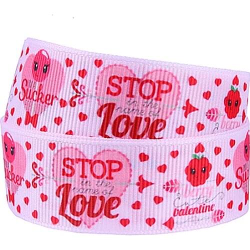 FLRA Ribbon New arrival pink heart and arrows printed Valentine ribbon for hair bows