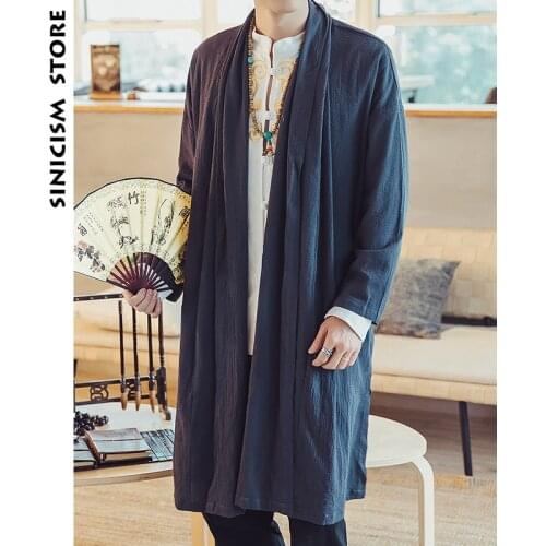 MrGoldenBowl Store Mens Long Length Windbreaker Jacket Coat Summer Thin Kimono Coat Vintage Male Jackets Clothes 2020 Plus Size