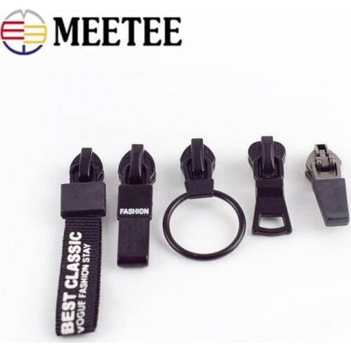 Meetee 10pcs 5# Anti-loading Zipper Sliders for Waterproof Reverse Installation for Invisible Bag Jacket Nylon Coil Zip Puller