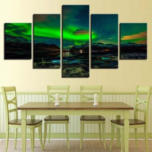 Modular Canvas HD Prints Posters Home Decor Wall Art Pictures 5 Pieces Magical Aurora Art Paintings No Frame