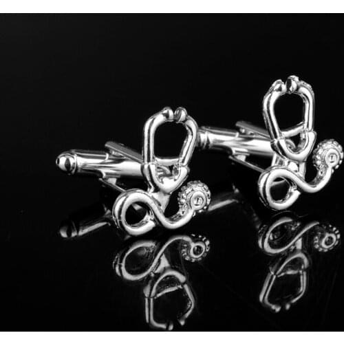 MQCHUN Mens Fashion Jewelry Silver Cufflinks Doctor Stethoscope Cufflinks -40