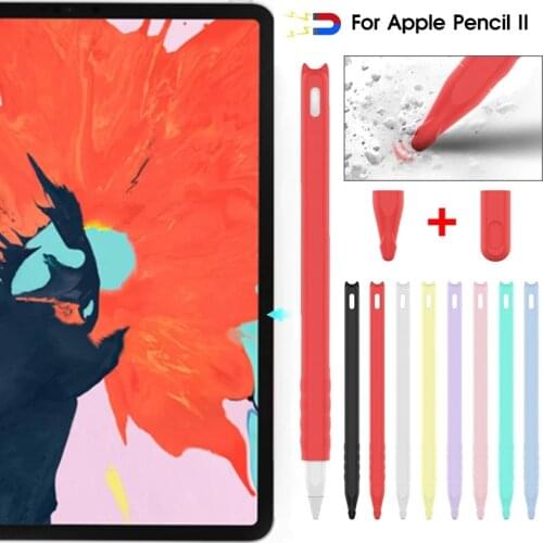 Soft Silicone Colorful Case Compatible For Apple Pencil 2 Cover Compatible For iPad Tablet Touch Pen 2 Stylus Protective Sleeve