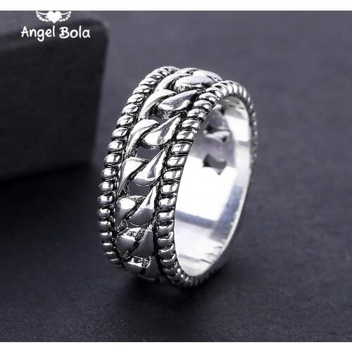 New Fashion Antique Silver Plated Unisex Punk Style Luxury Vintage Buddha Rings for Men Fine Jewelry Bohemian Anel