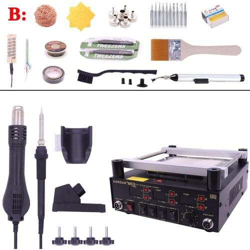 Gordak 863 bga rework solder station 3 in 1 soldering stations buy infrared bga rework station hot air heat gun soldering iron