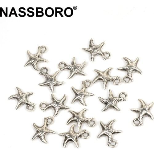 14mm Starfish Shape Pendant Tibetan Silver Spacer Beads Metal Beads Charm Bracelet Jewelry Making Diy Accessories Wholesale