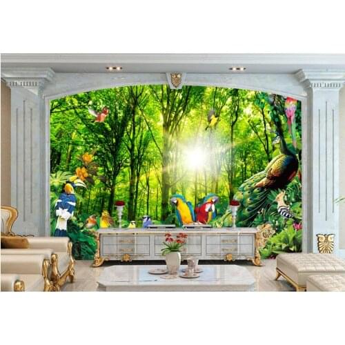 Custom photo wallpaper for walls 3 d murals Modern Beautiful Sunshine forest dream natural bird living room TV background wall