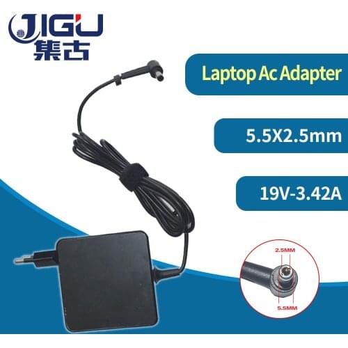 JIGU 19V 3.42A 65w Laptop Charger AC Adapter Power for asus f80 f3 a40 a42 k52 k50in for acer\hp\toshiba laptop 5.5X2.5mm