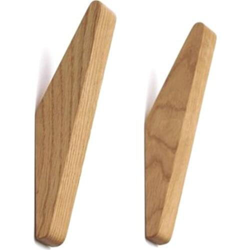 Natural Wood Coat Hook Clothes Hanger Wall Hanger Bathroom Storage Rack Towel Hanger Multifunction Wall Art Decor Home Kitchen 2