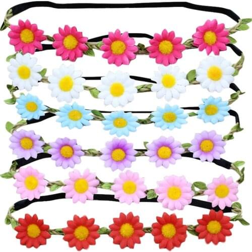 12 Pieces Multicolor Women Lady Girl Fashion Flower Crown Floral Garland Headbands for Festival Wedding Party Decoration