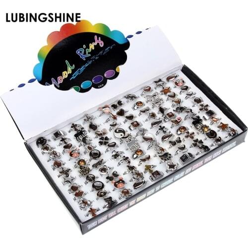 100pcs/set Temperature Change Emotion Feeling Mood Rings Set For Women Men Mixed Size Star Heart Finger Ring Fashion Jewelry